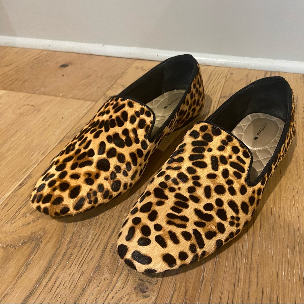 Birdies Leopard Print Slip-On Flats - Tan Black